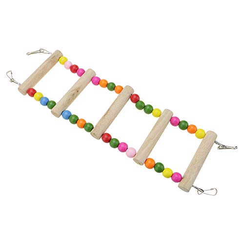 Hunt Gold Juguete de loro de pájaro, escalera de madera multicolor puente para pájaros y mascotas, accesorios para periquito, cantidad de peldaños: 5