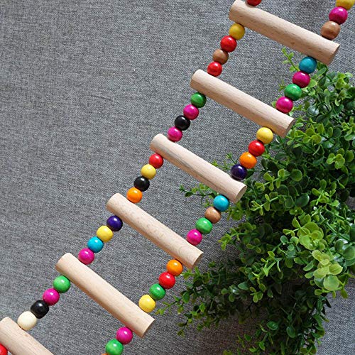 Hunt Gold Juguete para loros de pájaro, multicolor de madera, puente oscilante, escalera de pájaro, jaula de juguete para mascotas, accesorios para periquito-peldaño cantidad: 9
