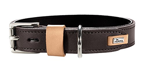 HUNTER Bombay - Collar de Piel para Perro (60 (M-L), Color marrón Oscuro