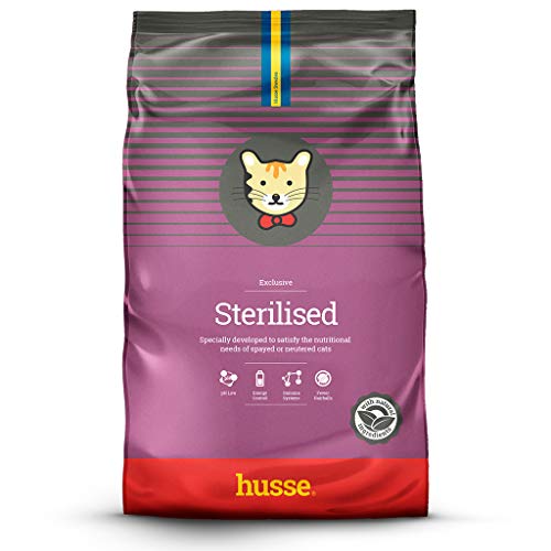 Husse - Exclusive Sterelised 2 kg | Pienso Gatos | Gatos Castrados, Esterilizados o Poco Activos | Sabor Pollo y Salmón | Prevención Bolas de Pelo Ingredientes