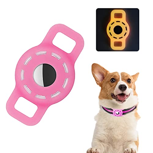 HWTONG Collar Gato GPS Airtag Perro para Funda Protectora, Silicona Airtag para Mascotas Adecuado para Collar GPS Perros Localizador AntipéRdida (Rosa)