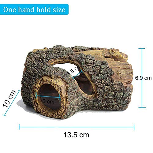 Hygger Decoración Acuario, Cueva Adorno Acuario Resina Hueco Árbol Tronco Decoración Acuarios y Peceras Simulación de Decoración en Madera