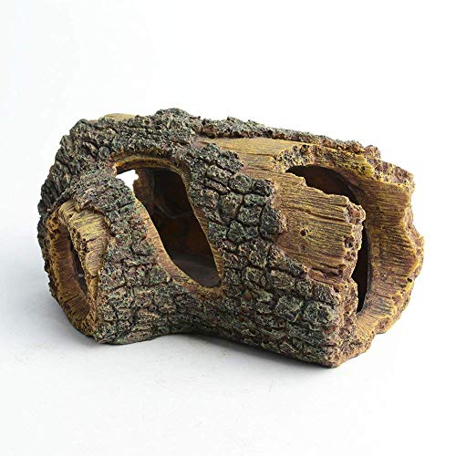 Hygger Decoración Acuario, Cueva Adorno Acuario Resina Hueco Árbol Tronco Decoración Acuarios y Peceras Simulación de Decoración en Madera
