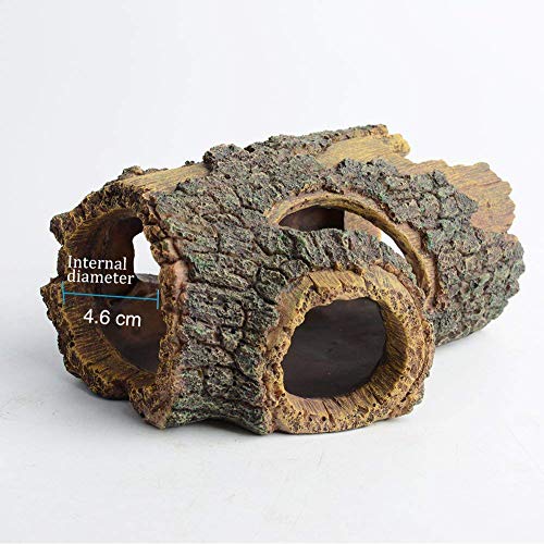 Hygger Decoración Acuario, Cueva Adorno Acuario Resina Hueco Árbol Tronco Decoración Acuarios y Peceras Simulación de Decoración en Madera