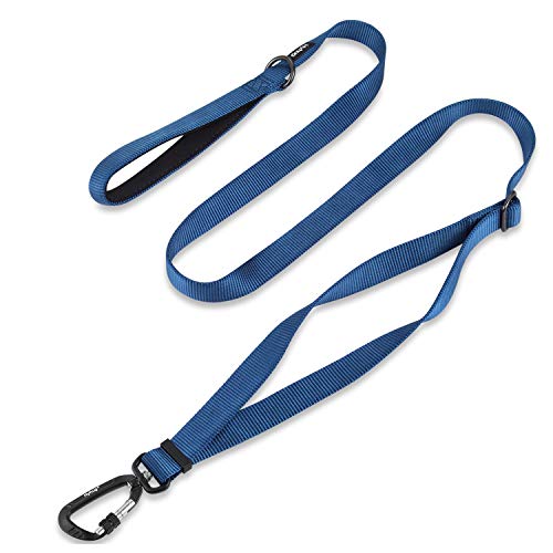 Hyhug Correa de Longitud Ajustable con Nylon Duradero y manija Forrada de Neopreno súper Suave para Perros Uso Diario para Caminar y Entrenamiento Profesional (Ajustable Grande L, Azul clásico)