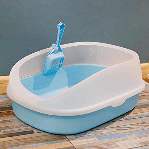 HYISHION Bandeja Higiénica Arenero Gatos - Bandeja Sanitaria Gatera Arenero Caja De Arena con Borde,Azul,XXL