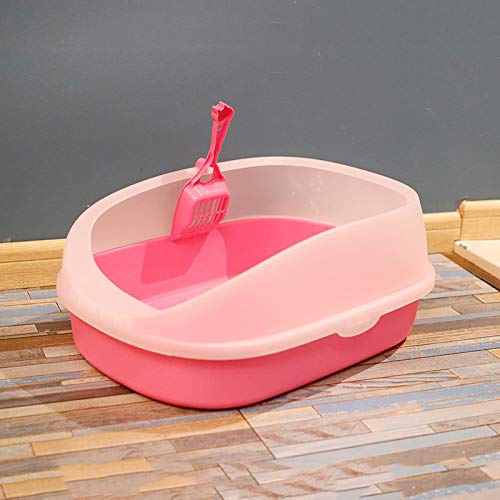 HYISHION Bandeja Higiénica Arenero Gatos - Bandeja Sanitaria Gatera Arenero Caja De Arena con Borde,Rosado,XXL