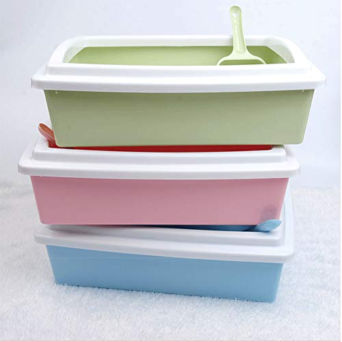 HYISHION Bandeja Sanitaria esquinera para Gatos Caja de Arena para Gatos Abierta, Plástico, Bandeja de Recogida, Marco extraíble,Azul