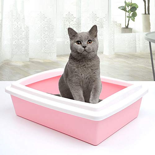 HYISHION Bandeja Sanitaria esquinera para Gatos Caja de Arena para Gatos Abierta, Plástico, Bandeja de Recogida, Marco extraíble,Azul