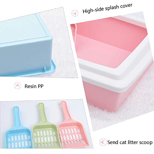 HYISHION Bandeja Sanitaria esquinera para Gatos Caja de Arena para Gatos Abierta, Plástico, Bandeja de Recogida, Marco extraíble,Azul