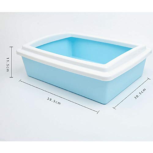 HYISHION Bandeja Sanitaria esquinera para Gatos Caja de Arena para Gatos Abierta, Plástico, Bandeja de Recogida, Marco extraíble,Azul