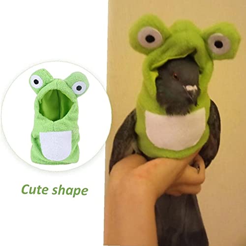 HYRL Disfraz de Loro Divertido Hecho a Mano, Lindo y Creativo Ranas, Sudadera con Capucha, Traje de Vuelo de pájaro, Halloween, Navidad para Periquito, Conure, Cockatiel y Conures (Verde)