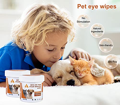 Hywean 300 Piezas de toallitas para Ojos de Perros, Toallitas Perro, Material Suave, Limpieza eficaz, Toallitas para Mascotas por Las Lágrimas de los Ojos de Las Mascotas