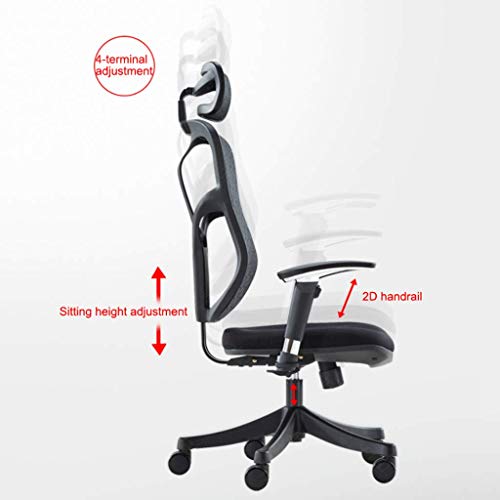 HYY-AA Ergonómica Silla de Oficina, Apoyo for la Cabeza Ajustable/apoyabrazos/Sentado Altura 132 ° Ajuste de reclinación eficiente Trabajo giratoria Silla de tareas - Estudio/Juegos