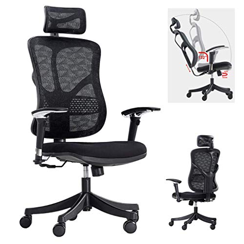 HYY-AA Ergonómica Silla de Oficina, Apoyo for la Cabeza Ajustable/apoyabrazos/Sentado Altura 132 ° Ajuste de reclinación eficiente Trabajo giratoria Silla de tareas - Estudio/Juegos