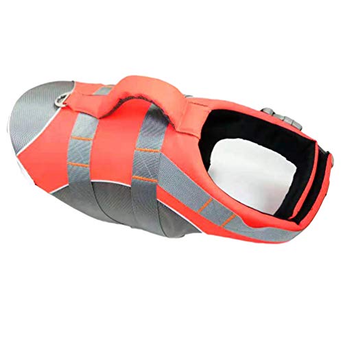 HZQIFEI Chaleco Salvavidas para Perro, Perros Seguridad Natación Ropa Chaleco Reflectante Mascota Flotación Ajustable (Naranja, S)