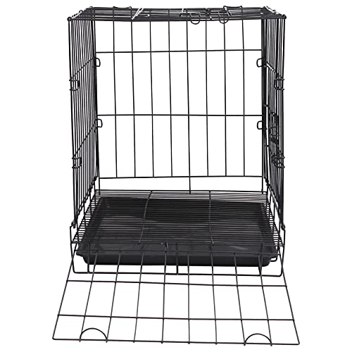 ibasenice Jaula para Perros- Puerta Extra Doble Caja Plegable de Metal para Perros con Bandeja Jaula Plegable para Perros para Perros Medianos Conejo para Entrenamiento de Perros en