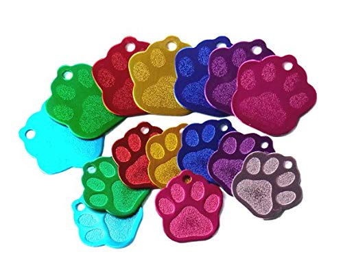 Iberiagifts - Placa en Forma de Huella para Mascotas pequeñas-Medianas Chapa Medalla de identificación Personalizada para Collar Perro Gato Mascota grabada (Rosa)