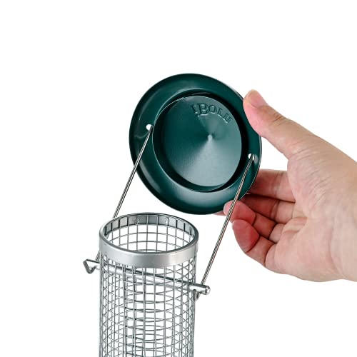 iBorn Alimentador para pájaros de girasol, alimentador de nuez de cacahuete para pájaros silvestres, jardín al aire libre, verde pino vintage, 20,3 cm de alto