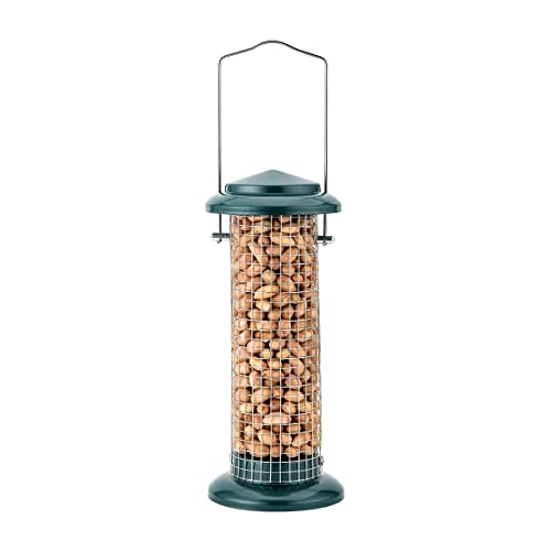 iBorn Alimentador para pájaros de girasol, alimentador de nuez de cacahuete para pájaros silvestres, jardín al aire libre, verde pino vintage, 20,3 cm de alto