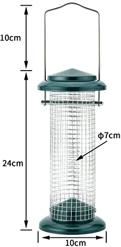 iBorn Alimentador para pájaros de girasol, alimentador de nuez de cacahuete para pájaros silvestres, jardín al aire libre, verde pino vintage, 20,3 cm de alto