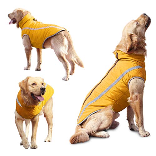 Idepet Abrigo Impermeable para Perros Chaqueta cálida de Invierno,Ropa para Mascotas a Prueba Viento Chaqueta para Perros Traje para Perros pequeños medianos Grandes con Orificio para el arnés XL-6XL
