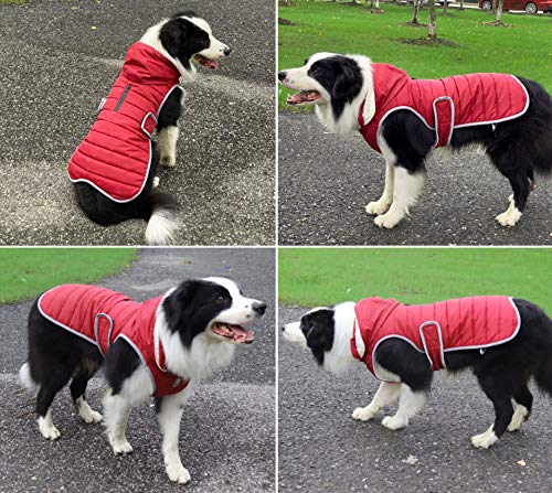 Idepet Abrigo para Perros Chaqueta cálida, Chaleco Reflectante de Lana para Mascotas Sudaderas con Capucha Deporte al Aire Libre Chaquetas Impermeables para Perros con arnés
