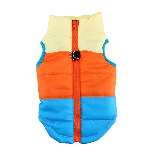 Idepet Mascota Perro Gato Escudo con Correa Ancla Color Patchwork Acolchado Cachorro Chaleco Teddy Chaqueta Chihuahua Disfraces Pug Ropa XS S M L (S, Azul)
