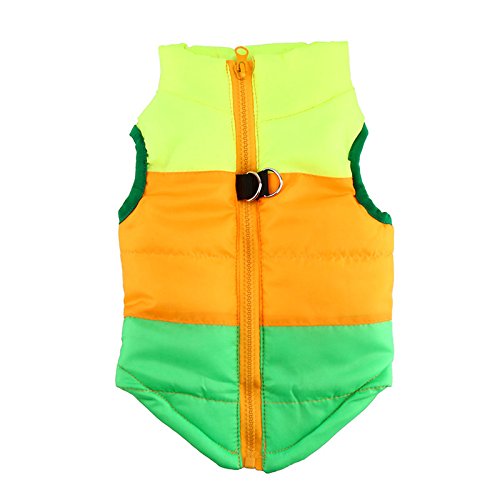 Idepet Mascota Perro Gato Escudo con Correa Ancla Color Patchwork Acolchado Cachorro Chaleco Teddy Chaqueta Chihuahua Disfraces Pug Ropa XS S M L (XS, Verde)