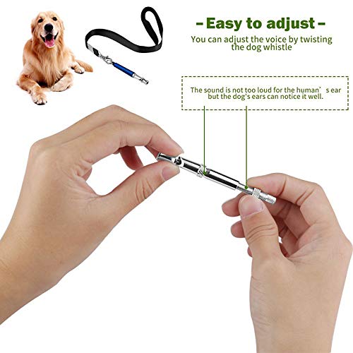 IKAAR Silbato para perros, silbato de perro ultrasónico para retiro con cordón y frecuencias ajustables y entrenamiento de clicker para perros, color azul
