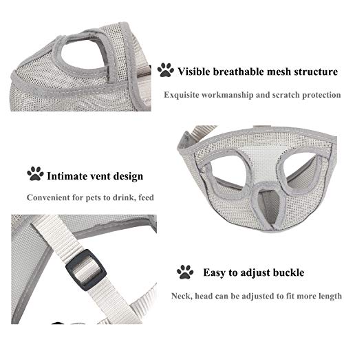 ILEPARK Bozal para Perros de Hocico Corto, Bozal de Bulldog Anti-Mordiscos y Ladridos, Máscara para Perros (M,Gris)