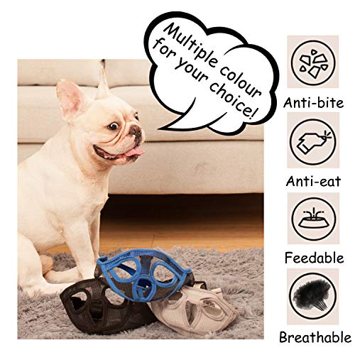 ILEPARK Bozal para Perros de Hocico Corto, Bozal de Bulldog Anti-Mordiscos y Ladridos, Máscara para Perros (S,Negro)