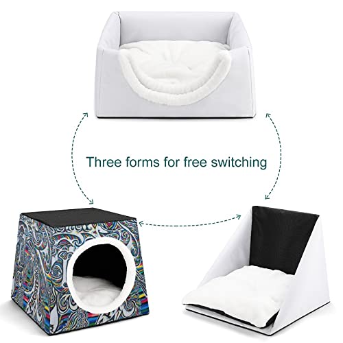 Impresa casa para gato interior, diseño de gato casera, cama de gato, cabana, sofá de perro para animales totem de plumas de pavo real