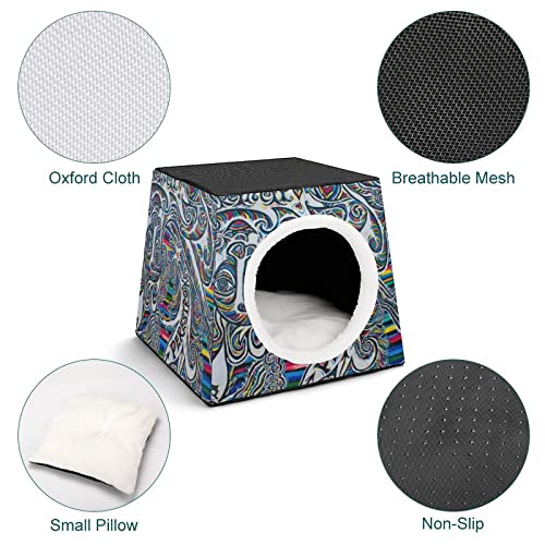 Impresa casa para gato interior, diseño de gato casera, cama de gato, cabana, sofá de perro para animales totem de plumas de pavo real