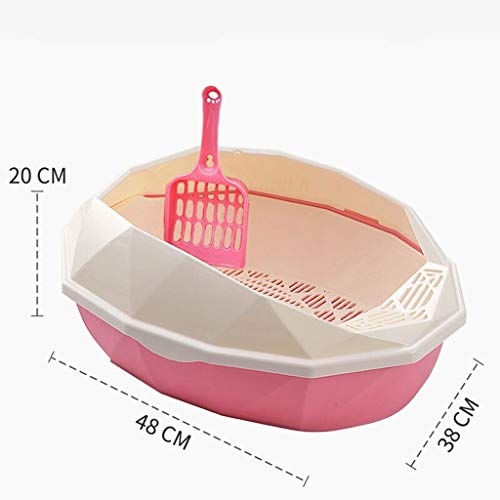 Inodoro Portátil para Mascotas Bandeja de inodoro for mascotas Bandejas de arena for gatos Caja Kit de inodoro WC Kitty for mascotas Lavabo grande de plástico Limpio Conveniente ( Color : Pink )