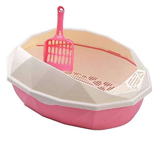 Inodoro Portátil para Mascotas Bandeja de inodoro for mascotas Bandejas de arena for gatos Caja Kit de inodoro WC Kitty for mascotas Lavabo grande de plástico Limpio Conveniente ( Color : Pink )
