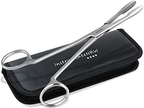InstrumenteNrw Pinzas para las orejas, de acero inoxidable, con dentado interior sin bloqueo, calidad profesional (16 cm)