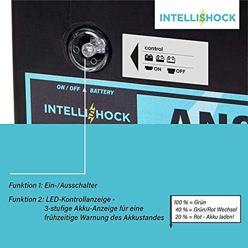Intellishock AN300 - Electrificador de vallas para pastos, 12 V/230 V, para vallas eléctricas, para vallas eléctricas, fuente de alimentación, dispositivo de batería