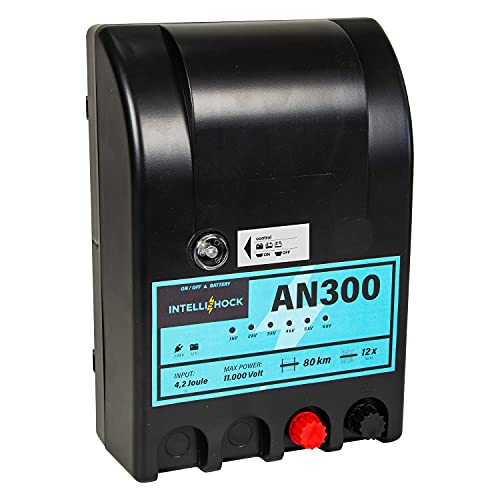 Intellishock AN300 - Electrificador de vallas para pastos, 12 V/230 V, para vallas eléctricas, para vallas eléctricas, fuente de alimentación, dispositivo de batería