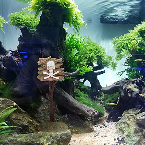 iplusmile - Resina de peces decorativa, diseño de calavera de peces y tanque de pescado, cerdo, acuario, atención, signo de suministros para animales pequeños