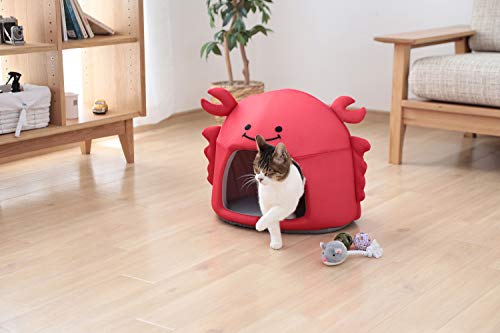 Iris Ohyama, Nicho Cangrejo juguetón para Perros y Gatos en Tela - Pet Bed Crab PCB-20K - Poliéster, Largo 56 x Ancho 36 x Alto 38 cm