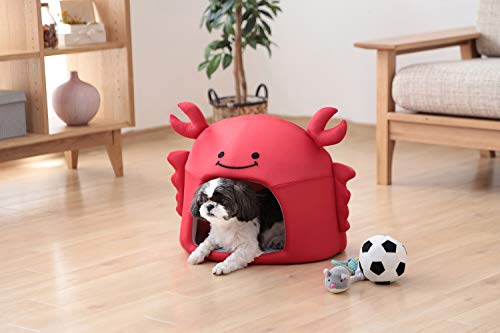 Iris Ohyama, Nicho Cangrejo juguetón para Perros y Gatos en Tela - Pet Bed Crab PCB-20K - Poliéster, Largo 56 x Ancho 36 x Alto 38 cm