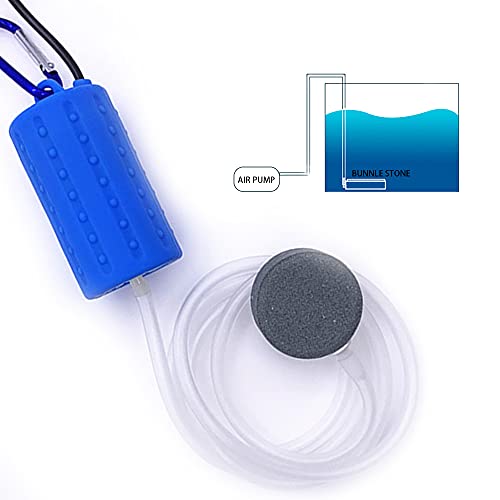 Irtyif Bomba de oxígeno USB, Bomba de oxígeno silenciosa, Bomba de oxígeno Que Ahorra energía, Burbujeador de pecera, Máquina de oxígeno para Pesca, Bomba de Masa de Aire con válvula Ajustable, Azul