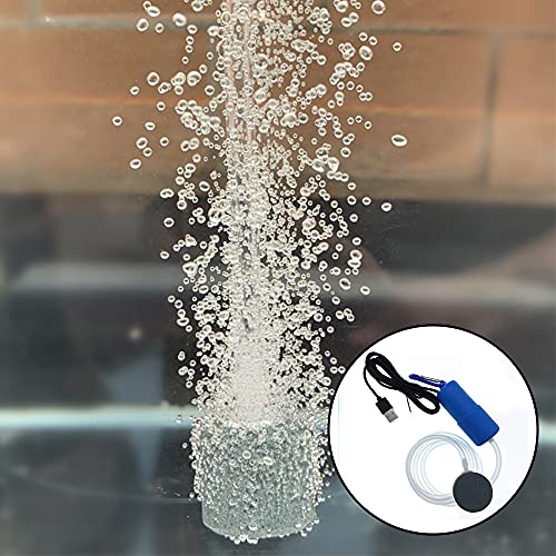 Irtyif Bomba de oxígeno USB, Bomba de oxígeno silenciosa, Bomba de oxígeno Que Ahorra energía, Burbujeador de pecera, Máquina de oxígeno para Pesca, Bomba de Masa de Aire con válvula Ajustable, Azul