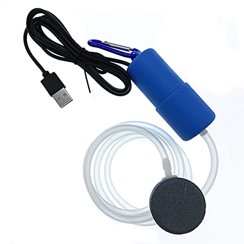 Irtyif Bomba de oxígeno USB, Bomba de oxígeno silenciosa, Bomba de oxígeno Que Ahorra energía, Burbujeador de pecera, Máquina de oxígeno para Pesca, Bomba de Masa de Aire con válvula Ajustable, Azul