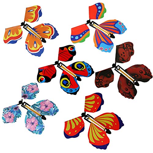 ISAKEN 10 Piezas de Mariposa Voladora Mágica, Voladoras de Mariposas Mágica con Banda de Goma, Regalo Sorpresa para Cumpleaños, Aniversarios, Bodas