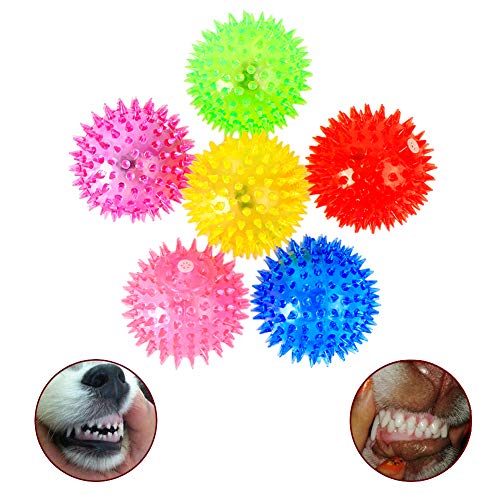 ISAKEN Bola de Juguete para Perros PVC Rebote Bola de Punta, Juguete Mascota Chirrido Juguete, Juguete Persiguiendo rebotar Pelota de Punta, 1PCS (Color al Azar) 6.5CM