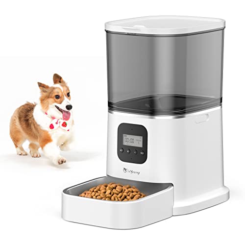 isYoung Comedero Automático 6L de Alimentos para Mascotas Gatos- Dispensador Inteligente de Alimentador para Perros con Grabación de Voz, Control de Porciones de Comida, Cuenco de Acero Inoxidable