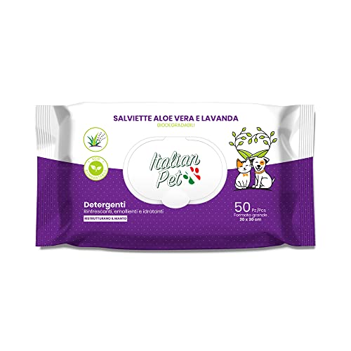 Italian Pet Toallitas biodegradables – Alo Vera & Lavanda – 20 x 30 – 50 Unidades