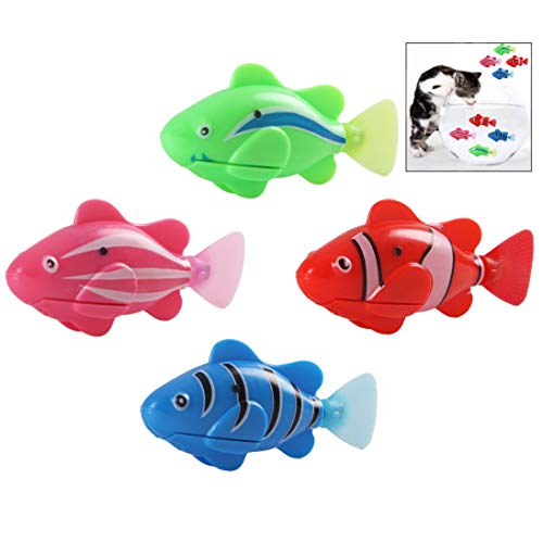 iwobi 4PCS Juguetes para Gatos, Juguete Interactivo para Gatos, Eléctricos Artificiales Peces en Movimiento Gato burlas Juguete